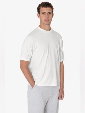 Los Angeles Apparel Garment Dye White Crewneck Supima Cotton T-Shirt